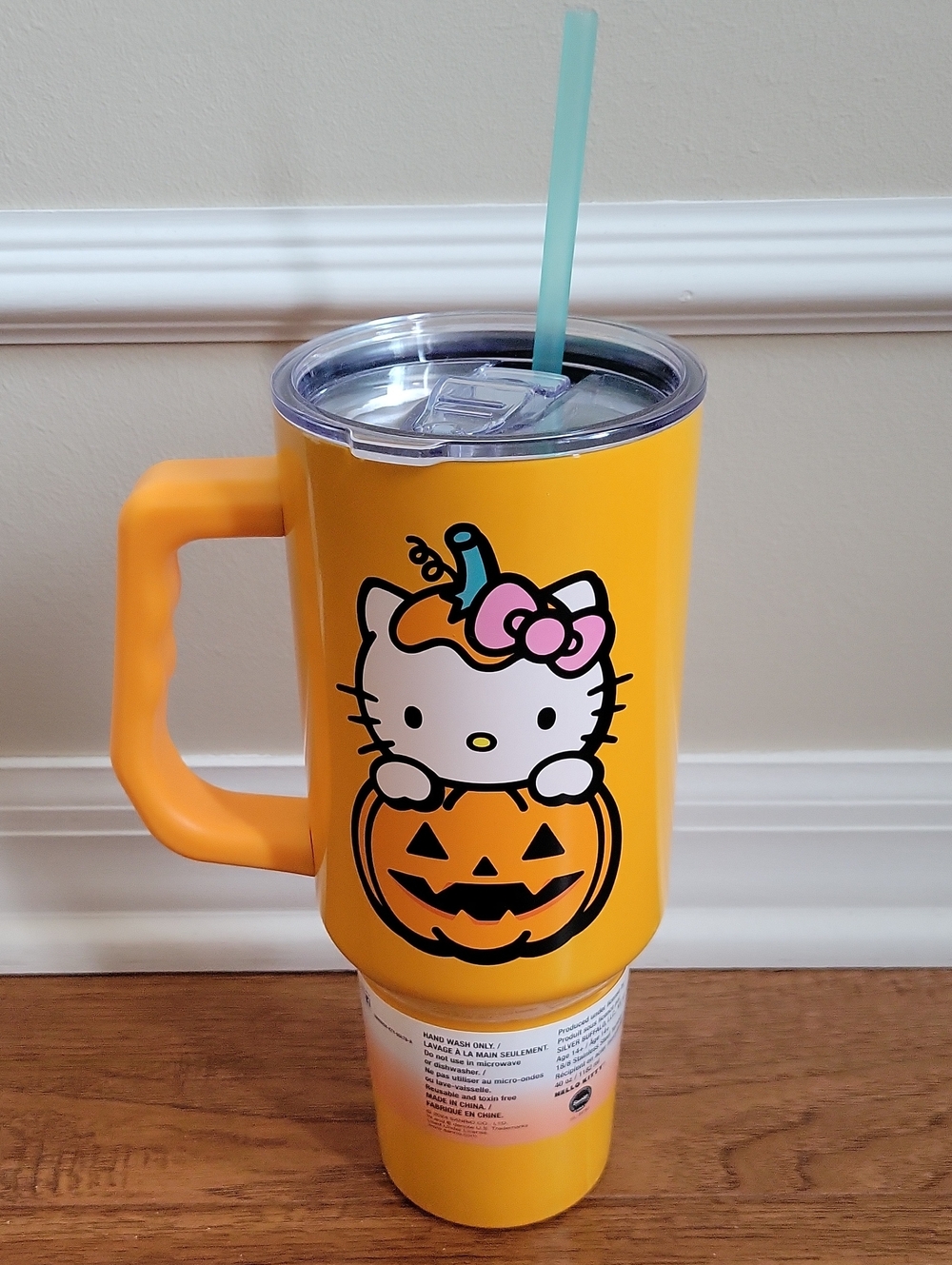 Hello Kitty Yellow Halloween Travel Tumbler with Handle 40oz